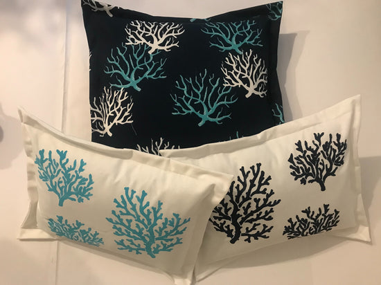 coral print outdoor pillow